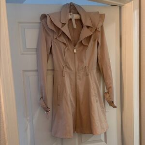 Bebe Light Pink Ruffled Trench Coat